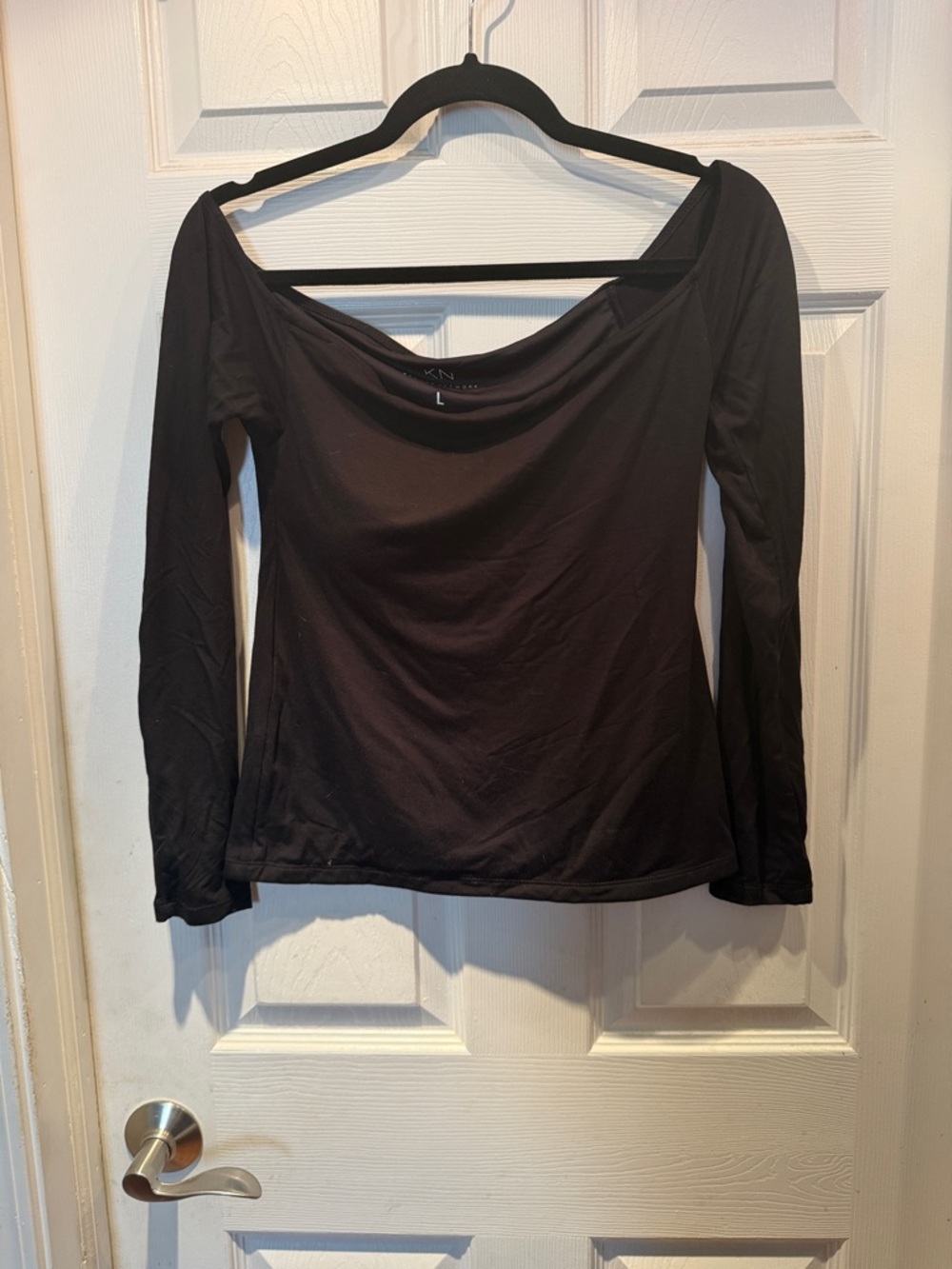 Klassy Network Black Off-Shoulder Long Sleeve Top